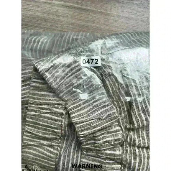 Anthropologie 100% Linen Pull On Pants Green Lagenlook Striped Lightweight S - Picture 8 of 9